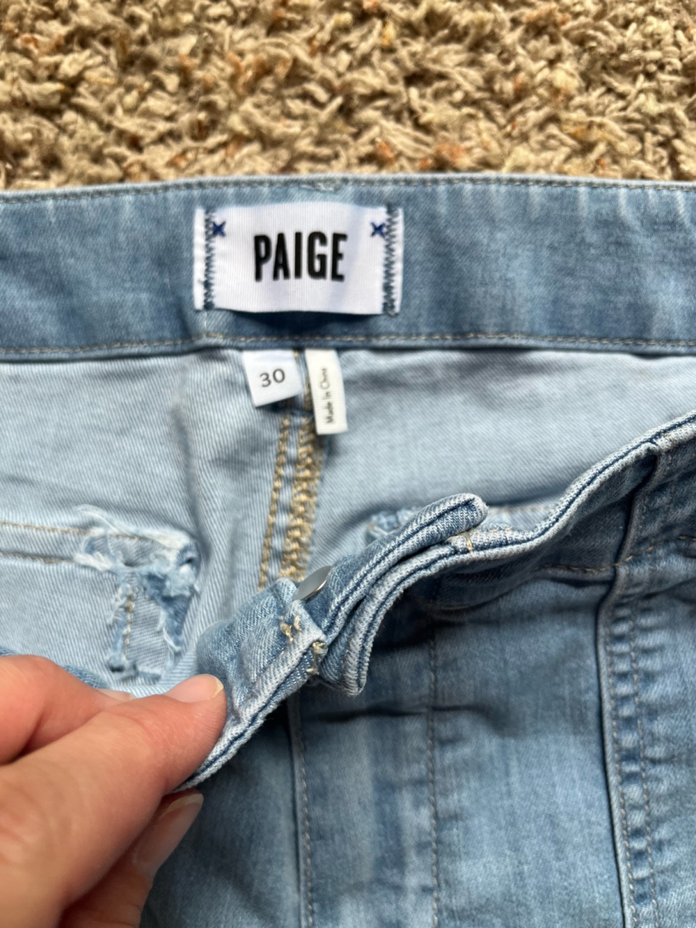 Paige Mayslie Jogger Light Wash Cotton Blend Lightweight Travel Size 30 - Picture 3 of 9